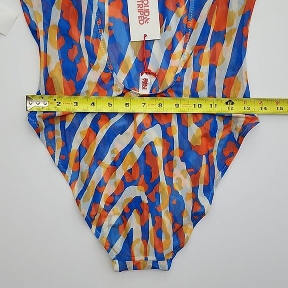 NWT SOLID  STRIPED Luela Leopard Zebra Blue Orange Print Mesh Swimsuit Sz M - Picture 12 of 14